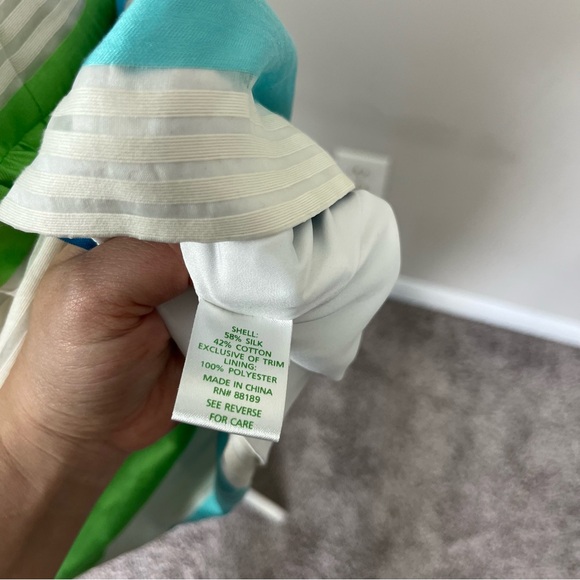 LILLY PULITZER JORDAN STRAPLESS STRIPED MINI DRESS SIZE 4 BLUE AND GREEN - Picture 15 of 16